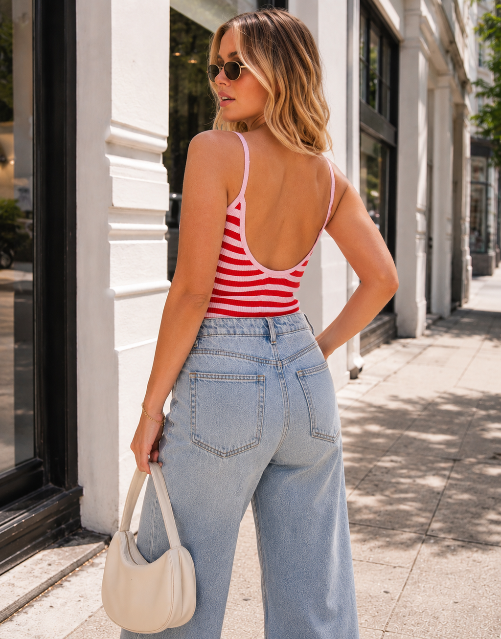 Striped Bodysuit - Red