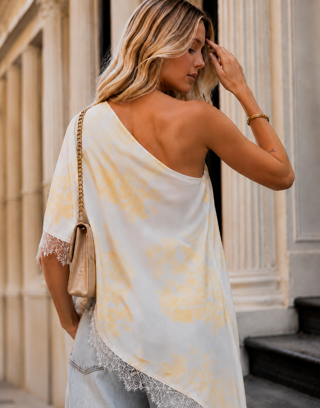 One Shoulder Asymmetrical Top - Light Blue