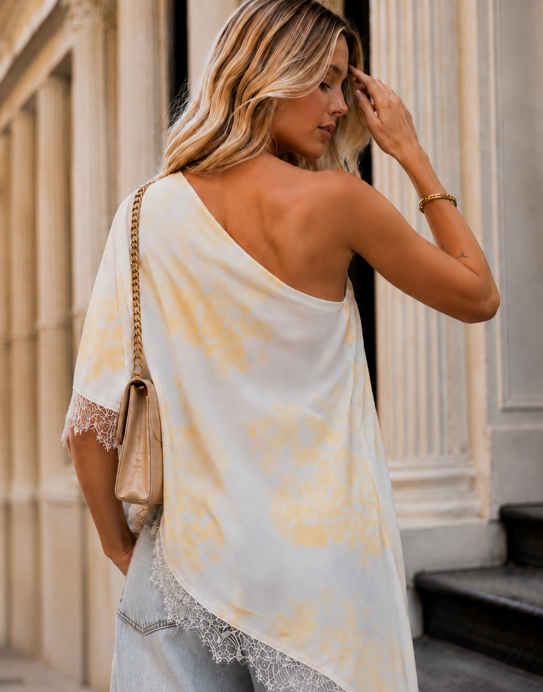 One Shoulder Asymmetrical Top - Light Blue